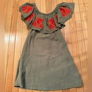Altar'd State Olive Dress with Orange Embroidery